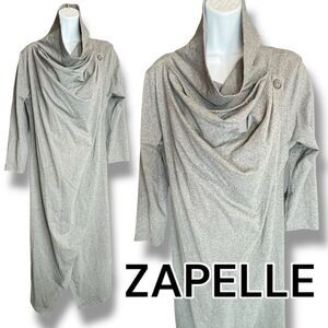Zapelle Women's Gray Draped Cowl Neck Tunic Top Dress Size XL